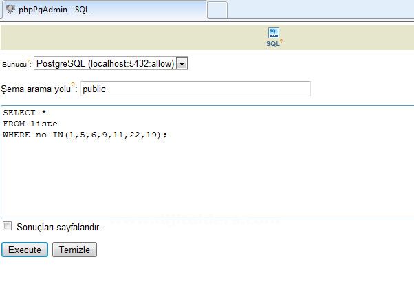Postgresql Where Kullanımı