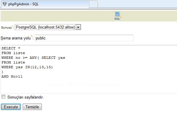 Postgresql Where Kullanımı