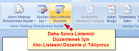 Ms Word 2007de Adres Mektup Birleştirme İşlemleri