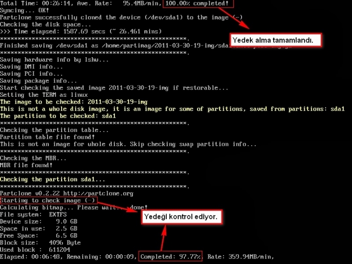 Clonezilla ile Yedek Almak